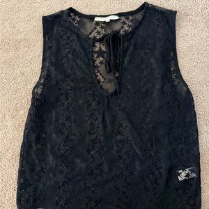 Gilded Intent Black Lace Sleeveless Blouse